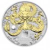 Stříbrná mince rok Draka 2024-1 Oz -lunární série III.-zlacené provedení