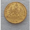 Osmizlatník-dvaceti frank -8 gulden 1874-rakouská ražba -vzácný ročník