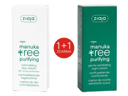 sada manuka tree denní krém SPF 10 normalizující 50ml + noční krém jemně exfoliační s kyselinou mandlovou 50ml
