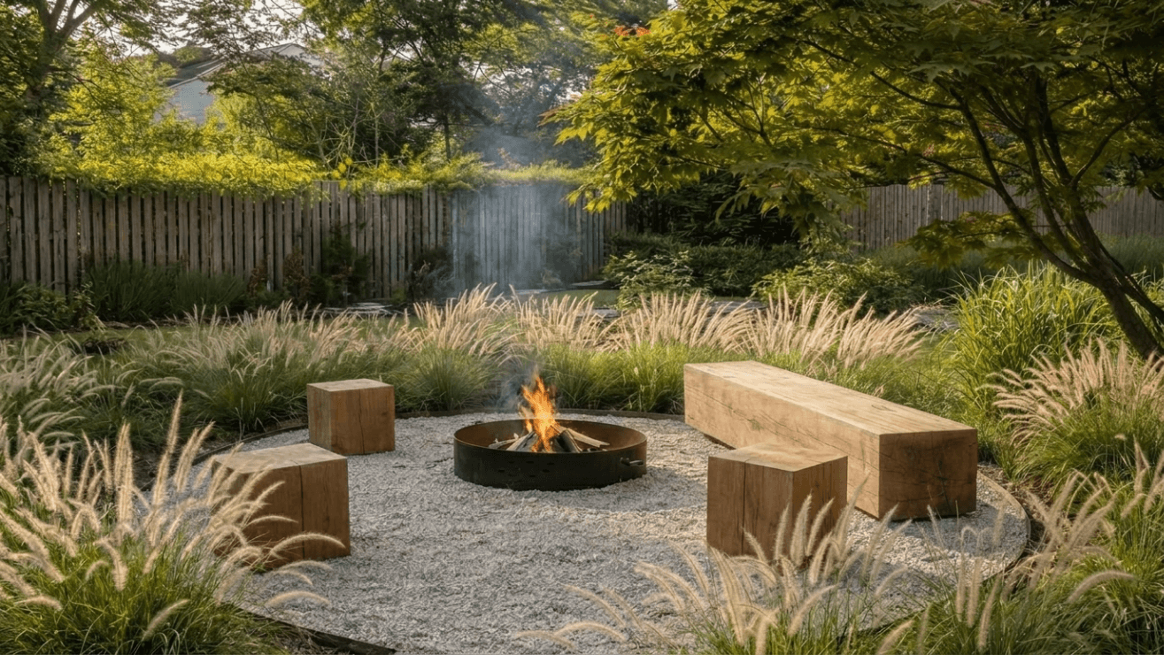 Dubové sedenie k ohnisku