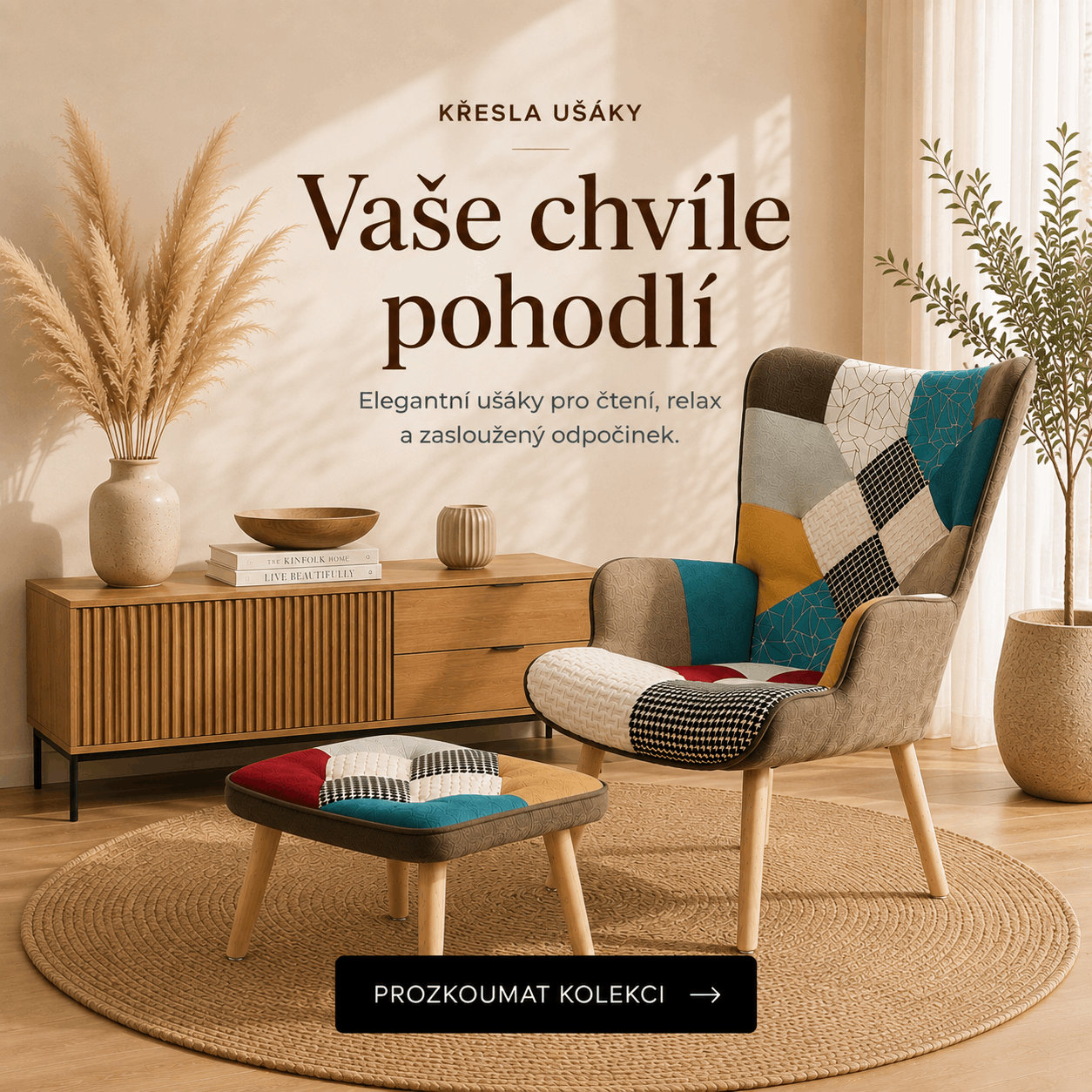 Křeslo ušák s podnoužkou - Mobil