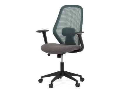 Židle kancelářská, látka zelená, houpací mechanismus, kolečka pro tvrdé povrchy