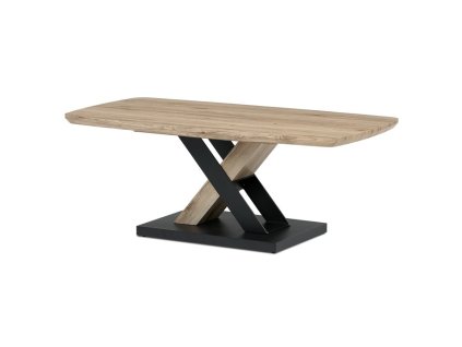 Konferenční stůl VALEN - MDF, kov, dub San Remo / černá (Barva Hnědá)