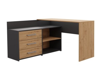 Psací stůl s komodou Dado antracit/dub artisan