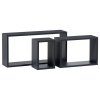 Polička LOOMI - sada 3 ks, MDF, více barev (Barva Černá)