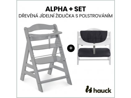 hauck alpha set 2v1 drevena zidle grey polstrovani melange charcoal