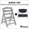 hauck alpha set 2v1 drevena zidle grey polstrovani melange charcoal