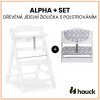 hauck alpha set 2v1 drevena zidle white polstrovani teddy grey