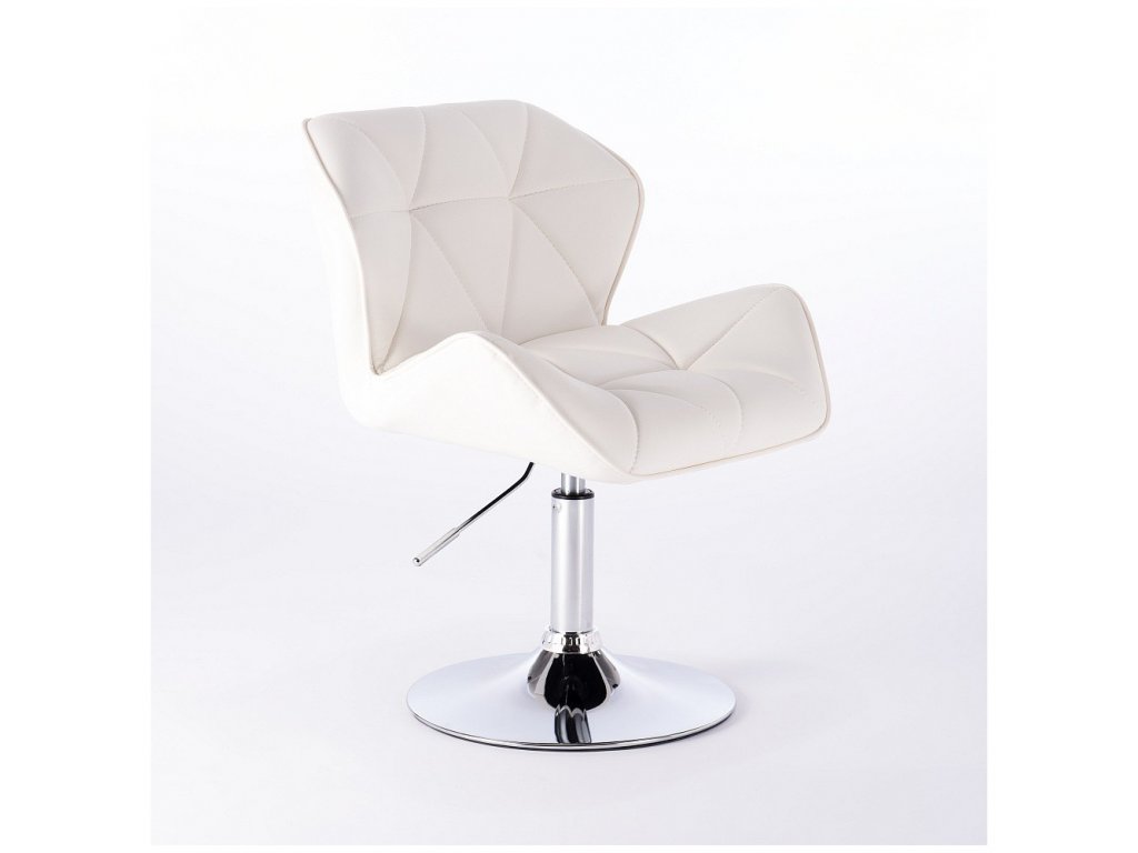 Kosmetická židle MILANO kulaté podstavě - bílá