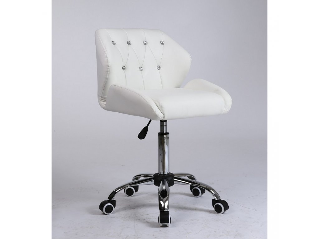 Pracovní / kosmetická židle PALERMO na kolečkové podstavě - bílá