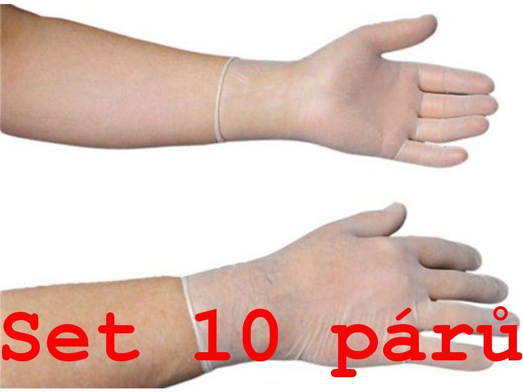Set rukavic - jednorázové latexové rukavice sterilní, pudrované, 1 pár v balení, vel. 7 (10 ks) - DOPRODEJ