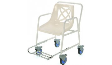 Židle do sprchy pojízdná s výsuvnou podnožkou