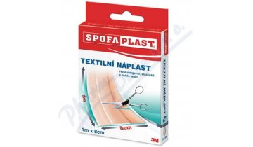 SpofaPlast - nedělená textilní hypoalergenní náplast, 8 cm x 1 m