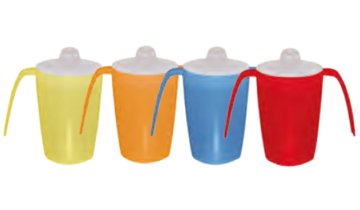 Hrnek se dvěma uchy, víčko na pití a řídké pokrmy, 220 ml, různé barvy