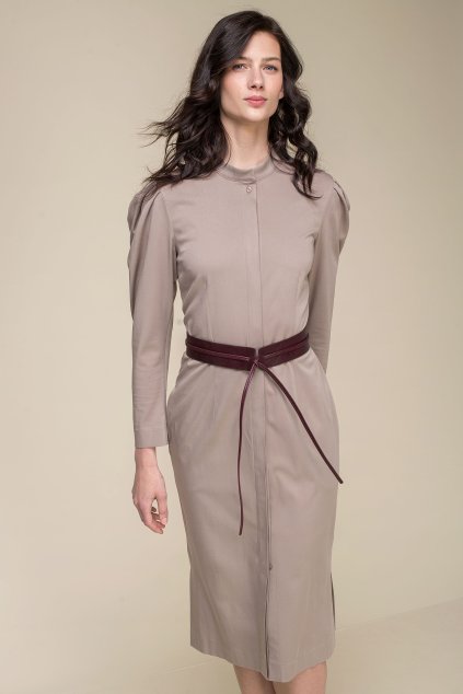 ZIK Šaty s puf rukávmi sivobezova