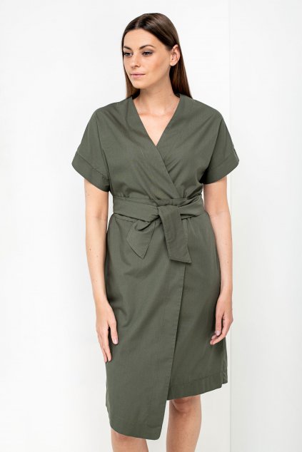 ZIK Kimonové šaty s krátkym rukávom olivovozelené (4)