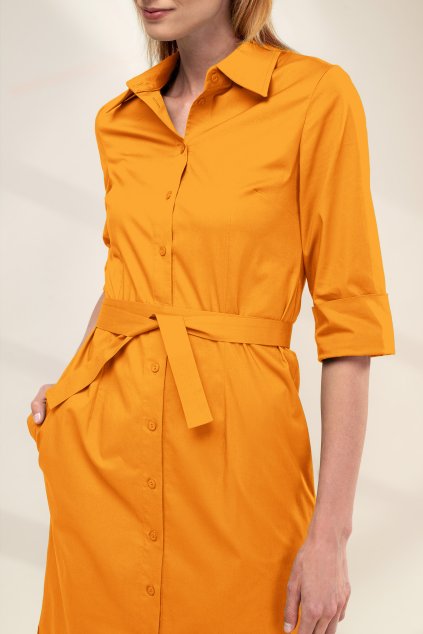 ZIK ROVNÉ KOŠEĽOVÉ ŠATY S RÁZPORKAMI mandarinkova