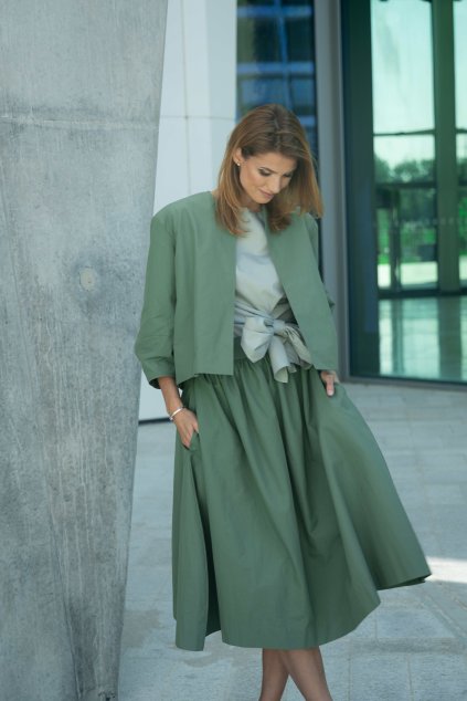 ZIK kabátik a sukňa olivovozelená