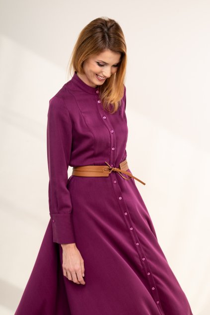 ZIK TENCELOVÉ ŠATY SO STOJAČIKOM tmavá fuchsia 2