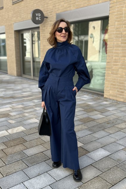 ZIK BLÚZKA S NARIASENÝMI RUKÁVMI tmavomodrá 1 min