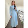ŠATY SO ZVÝŠENÝM STOJAČIKOM A DLHÝM RUKÁVOM bledomodra