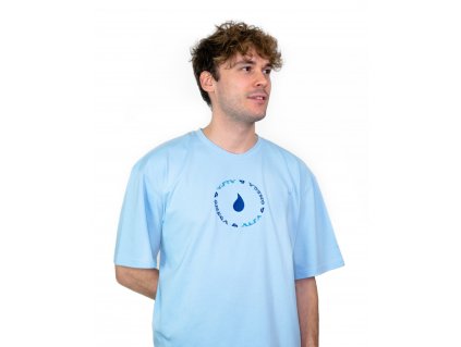 Oversized tričko vyšívané Alfa&Omega baby blue 8