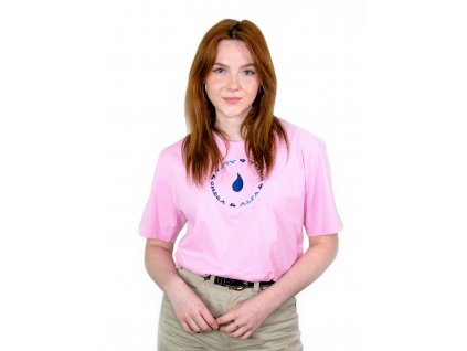 Oversized tričko vyšívané Alfa&Omega baby pink 1