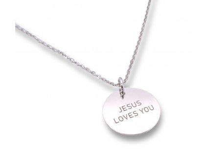 Strieborný náhrdelník Jesus loves You