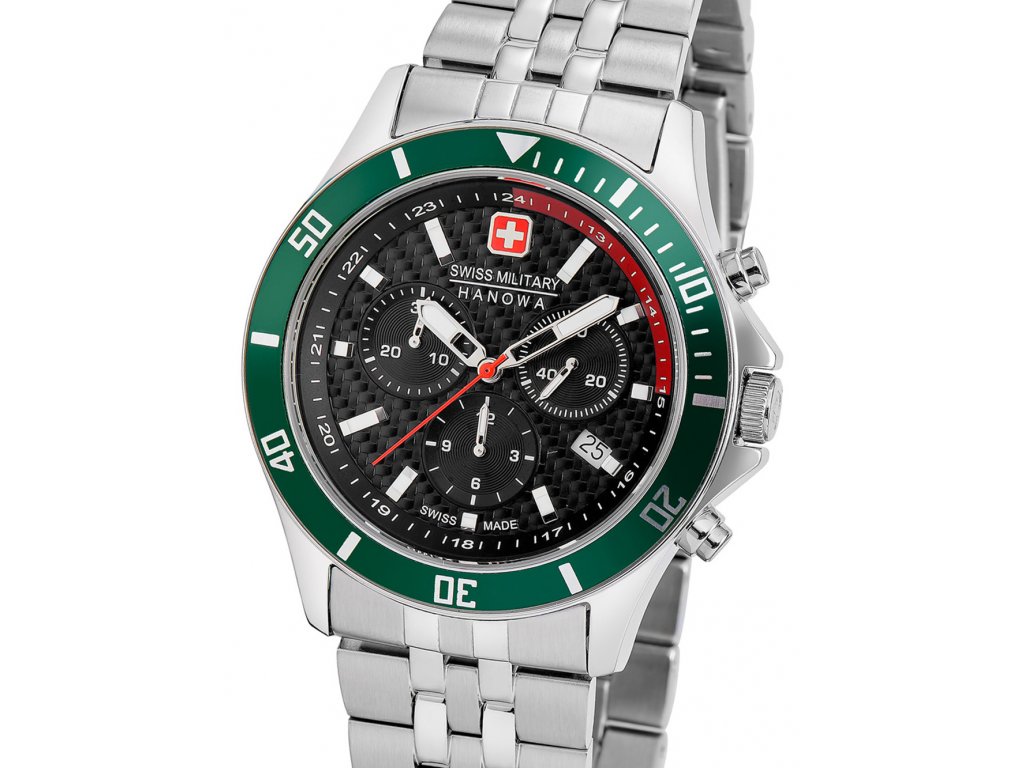 hodinky Hanowa - 42 Flagship Military 06-5337.04.007.06 Chrono Swiss Racer mm Žilka