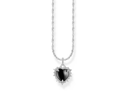 Thomas Sabo KE2297-643-11 Silberne Kette mit schwarzem Herz-Anhänger Heart Romance