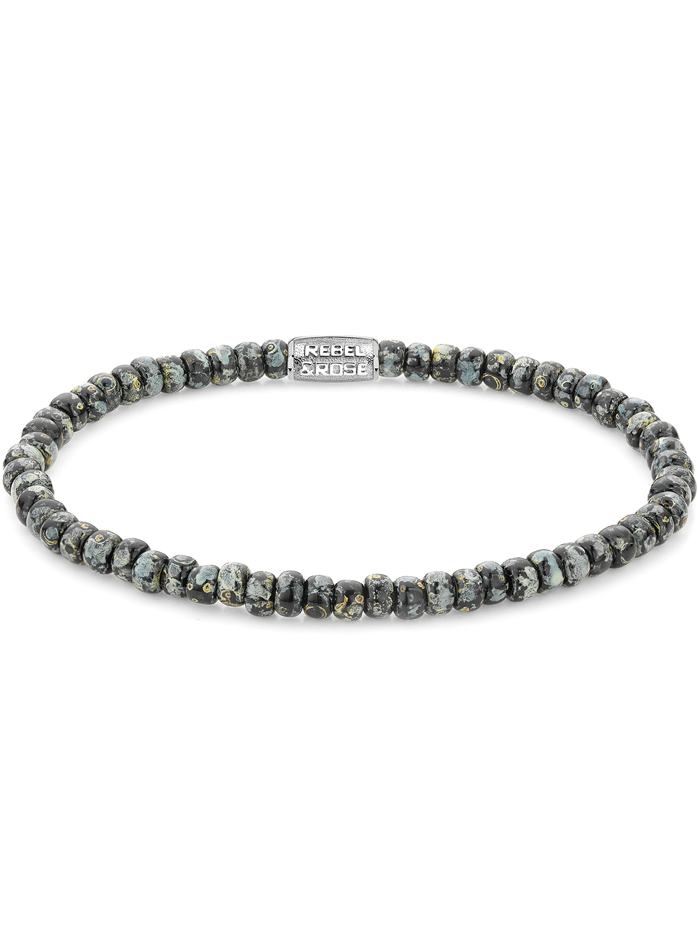 Rebel & Rose RR-40116-S-M Unisex náramek - Glass Rocks Black Leopard