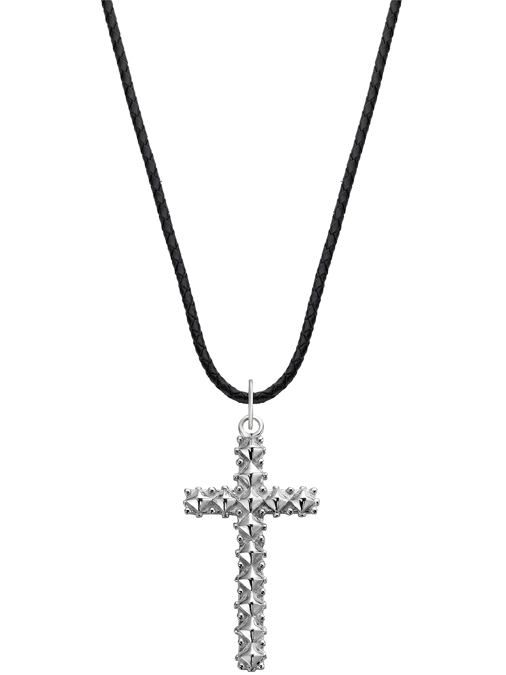 Rebel & Rose NL028-S-70 Unisex Necklace - Studded Cross Black