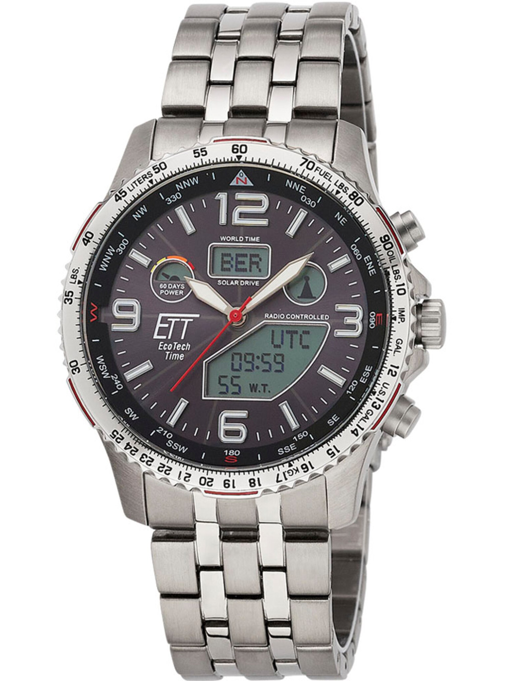 ETT Eco Tech Time EGT-11572-21M Professional World Time Radio-Controlled 43mm