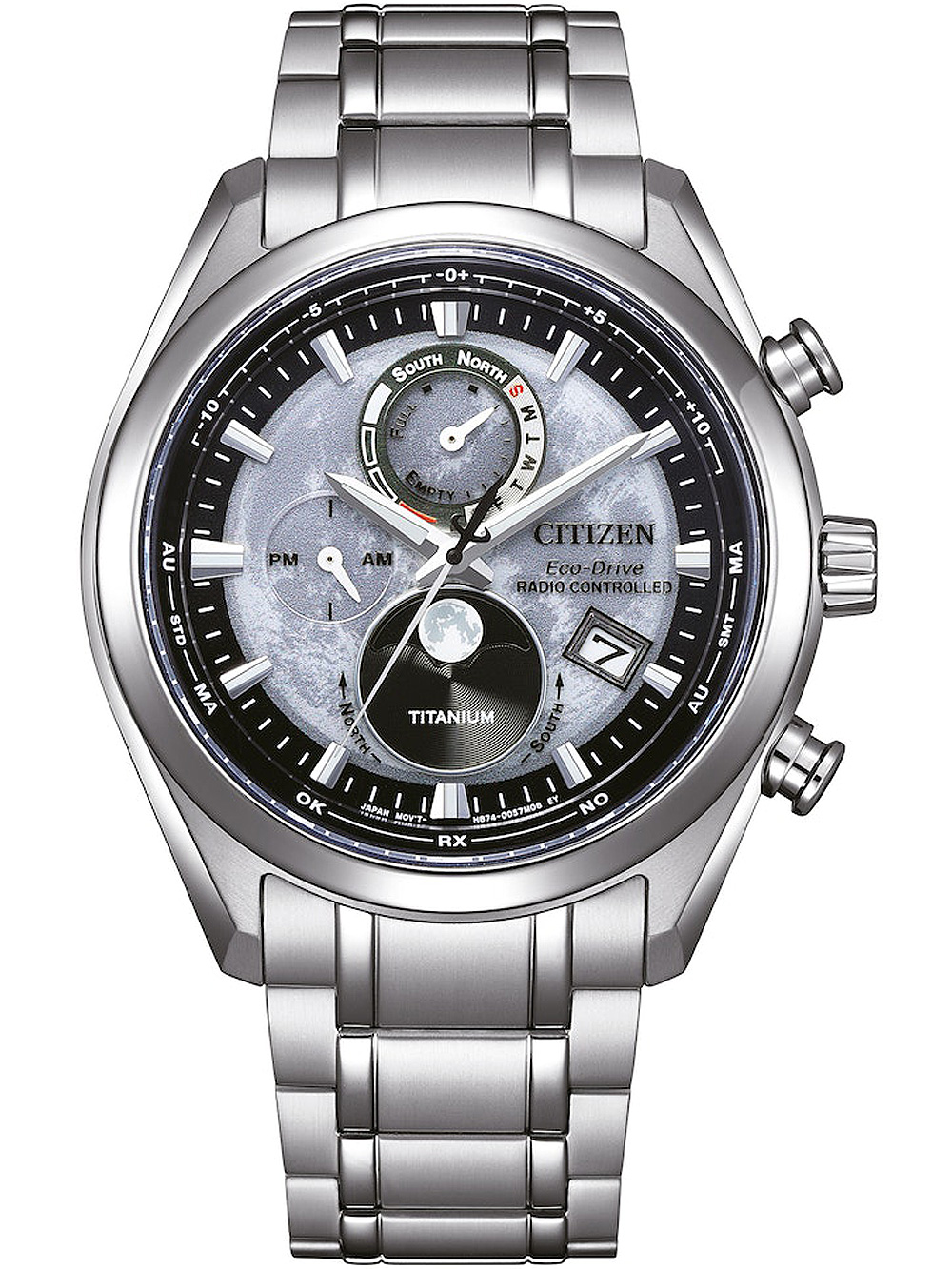 Citizen BY1010-81H Eco-Drive moon phase Titanium Radio Controlled 43mm