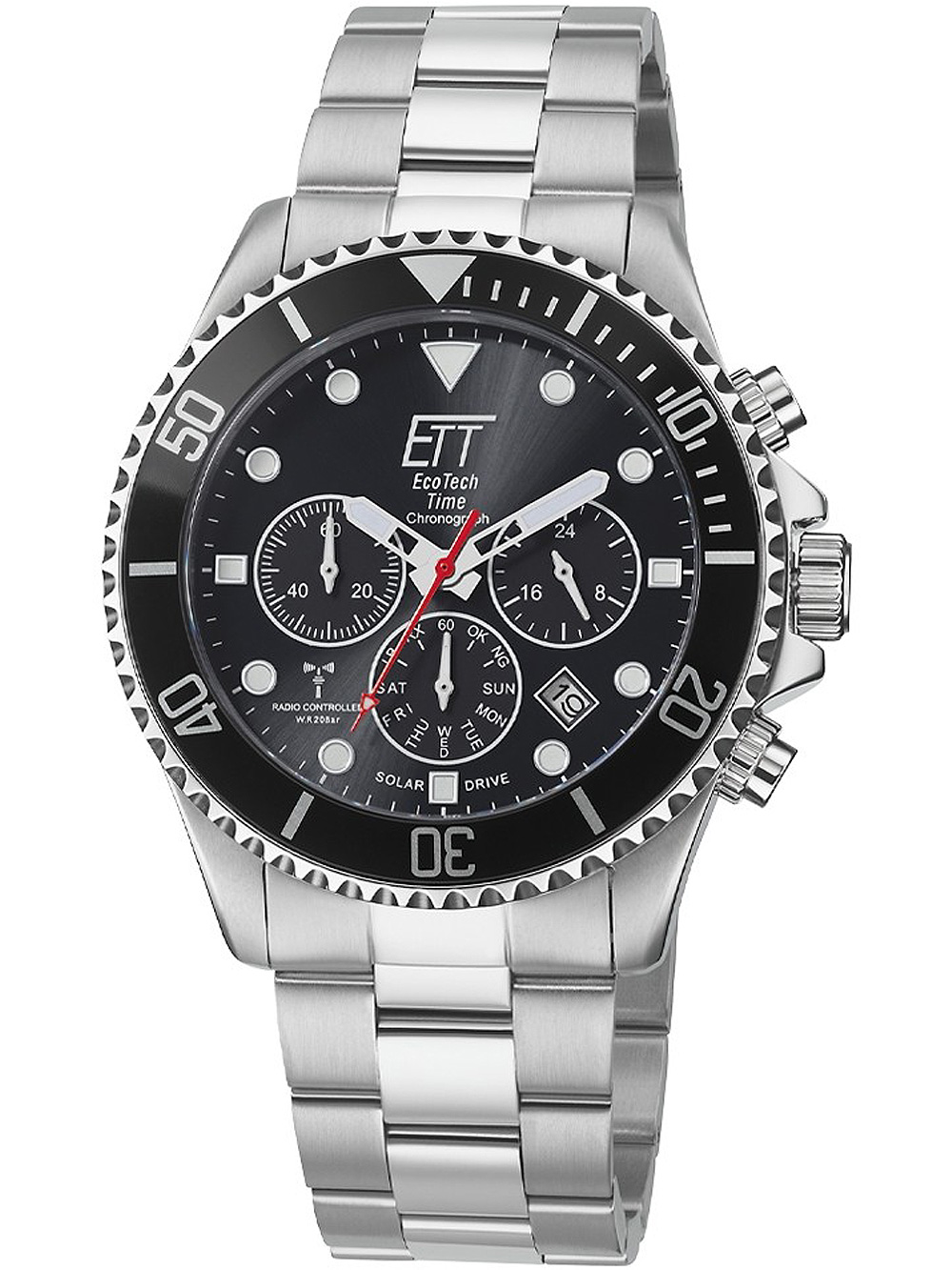 ETT Eco Tech Time EGS-11607-25M Professional Solar Radio Controlled Chrono 44mm