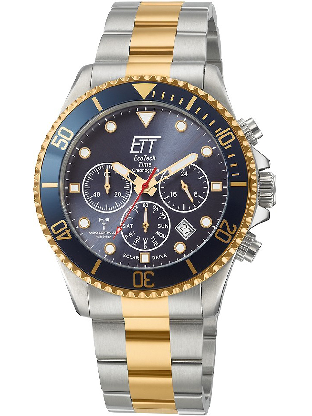 ETT Eco Tech Time EGS-11609-35M Professional Solar Radio Controlled Chrono 44mm