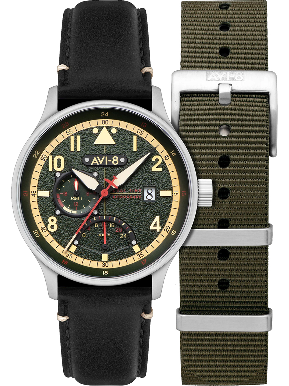 AVI-8 AV-4101-0A Hawker Hurricane McKellar Dual Time 44mm 5ATM
