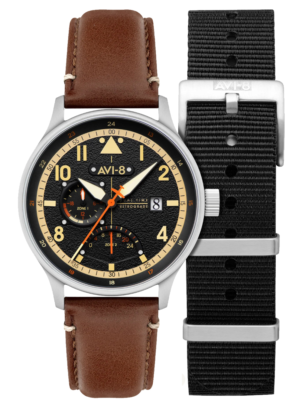 AVI-8 AV-4101-0B Hawker Hurricane McKellar Dual Time 44mm 5ATM