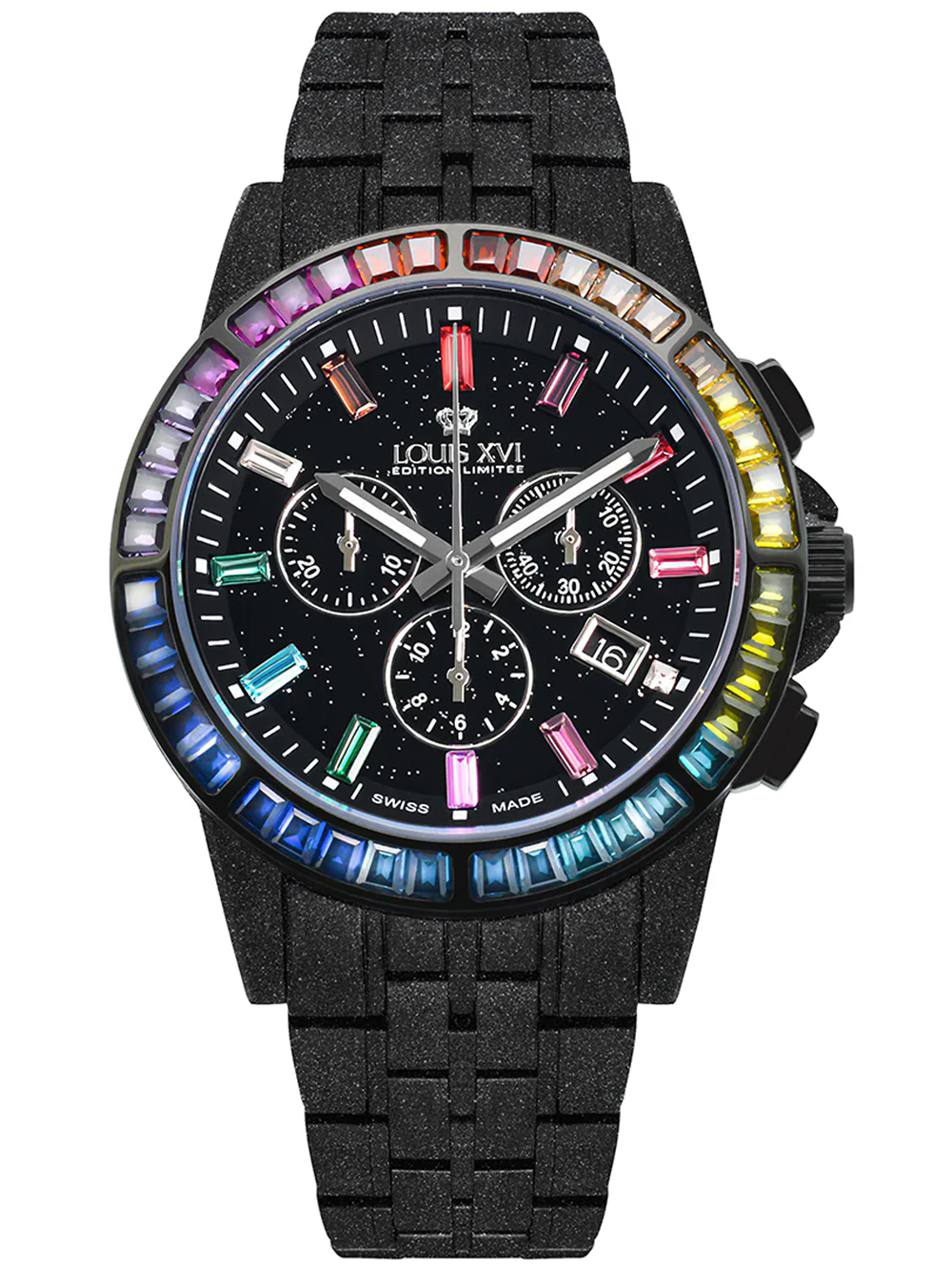 Louis XVI LXVI1129 Majeste Frosted Iced Out Chronograph 43mm 5ATM