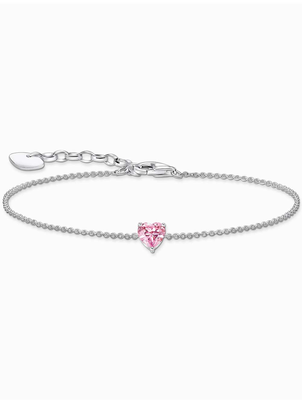 Thomas Sabo A2157-051-9-L19V Silver náramek s růžovým zirkonem heart