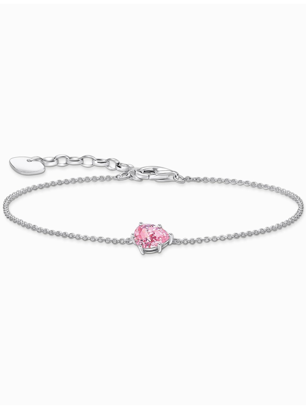 Thomas Sabo A2159-051-9-L19V Silver náramek s růžovým zirkonem drop