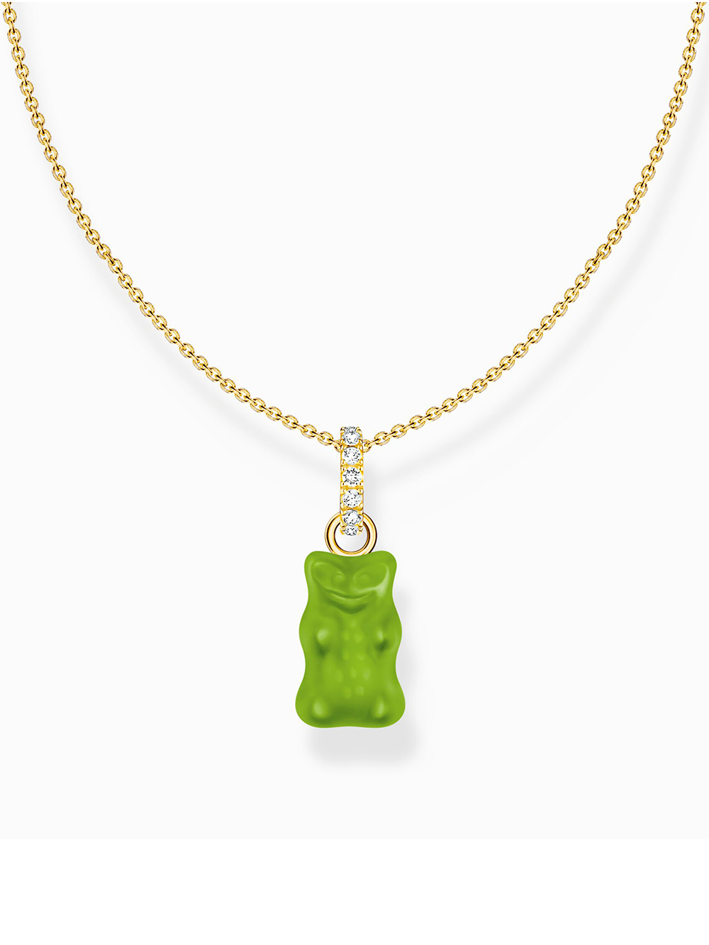 Thomas Sabo KE2209-414-6-L45V Gold-plated chain with green Goldbears pendant
