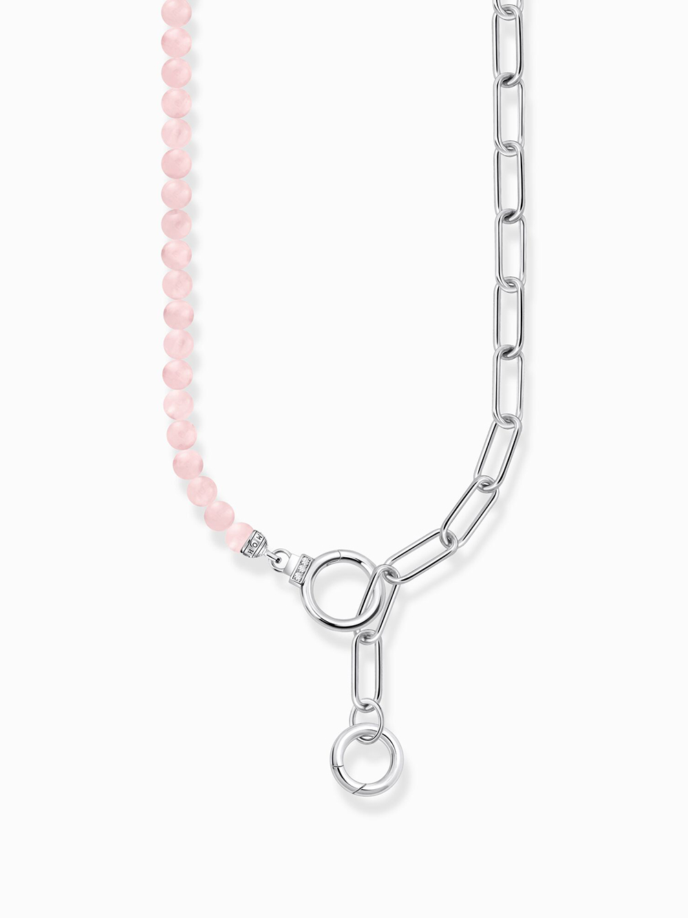 Thomas Sabo KE2193-035-9-L47V Silver necklace with link chain elements and pink beads