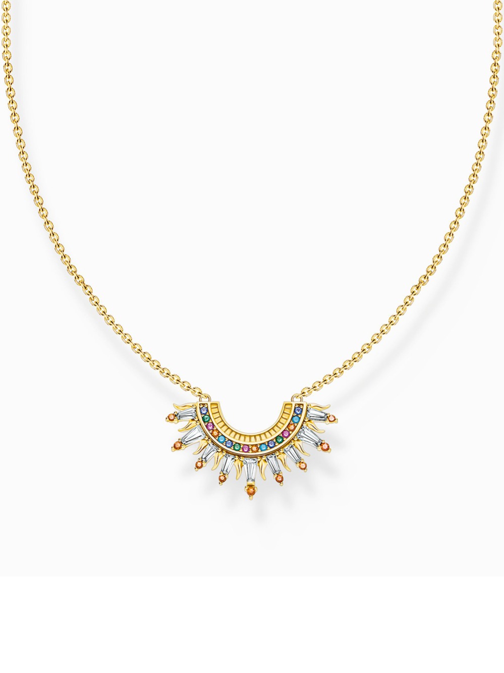 Thomas Sabo KE2203-488-7-L45V Gold plated chain with sunbeams and coloured stones
