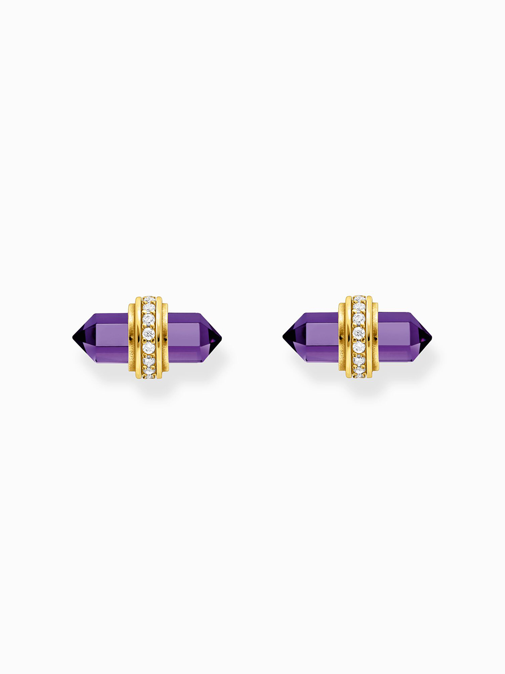Thomas Sabo H2281-414-13 Gold stud earrings with violet onyx