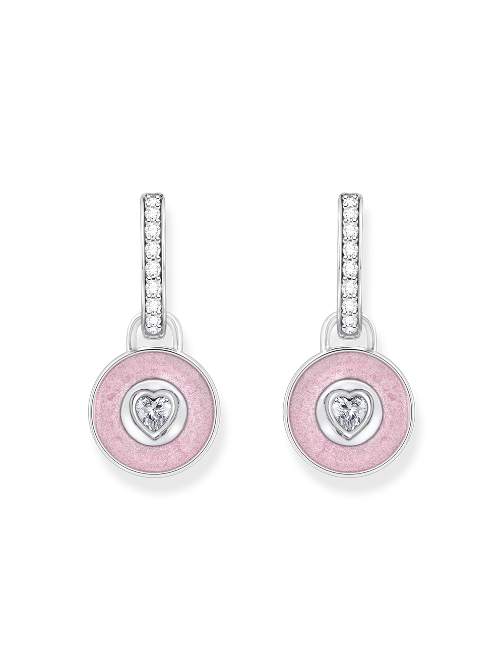Thomas Sabo CR723-691-9 Silver hoop earrings with pink pendant & zirconia