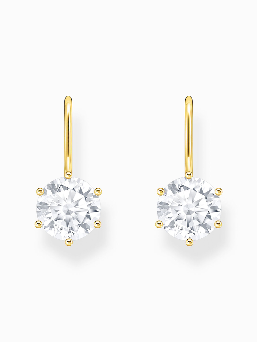 Thomas Sabo H2287-414-14 Gold-plated dangle earrings with large white zirconia