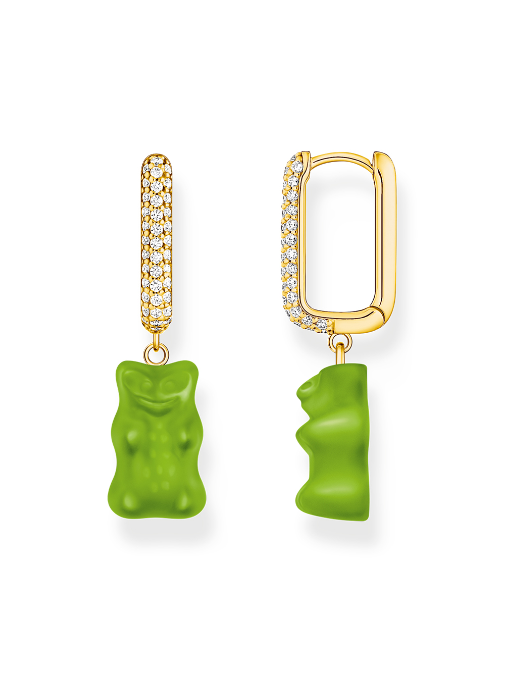 Thomas Sabo CR727-414-6 Gold-plated single hoop earrings with red Goldbears in Midiversion