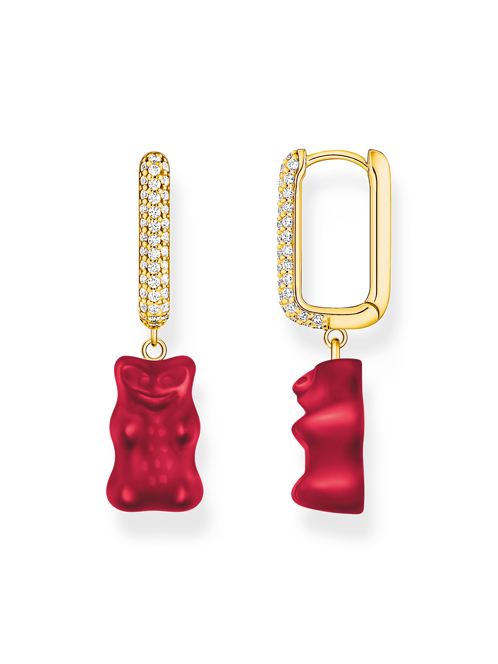 Thomas Sabo CR727-414-10 Gold-plated single creole with green Goldbears in midi version in Midiversion