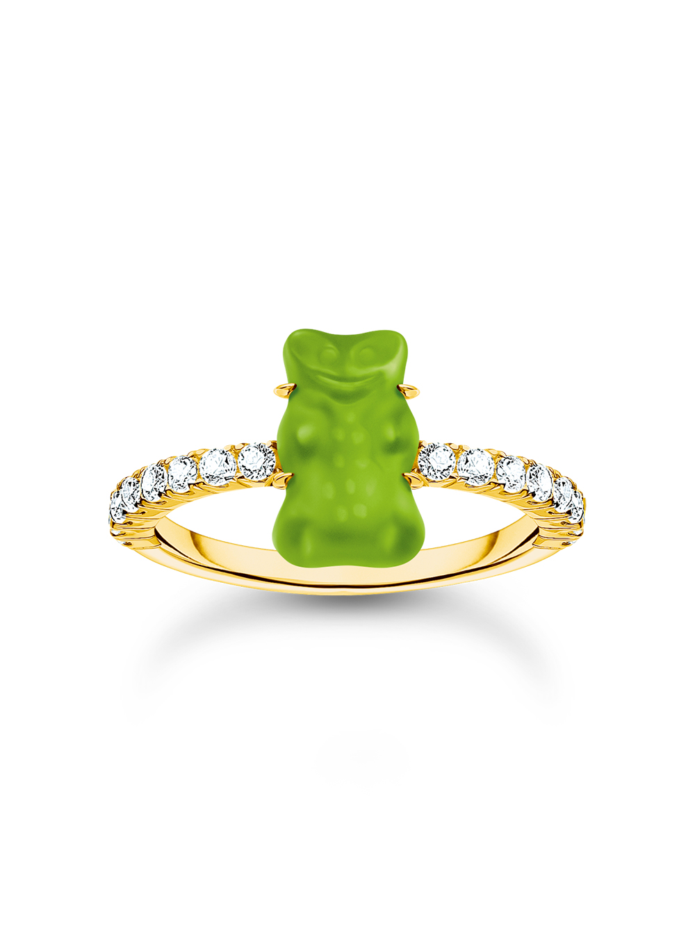 Thomas Sabo TR2459-414-6-54 Gold prstýnek with green Goldbears